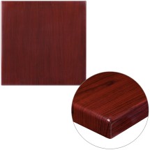 Flash Furniture TP-MAH-2424-GG 24'' Square High-Gloss Mahogany Resin Table Top with 2'' Thick Drop-Lip