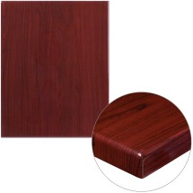 Flash Furniture TP-MAH-2430-GG 24" x 30" Rectangular High-Gloss Mahogany Resin Table Top with 2" Thick Edge