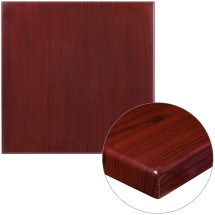 Flash Furniture TP-MAH-3030-GG 30'' Square High-Gloss Mahogany Resin Table Top with 2'' Thick Drop-Lip
