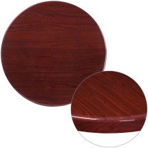 Flash Furniture TP-MAH-30RD-GG 30'' Round High-Gloss Mahogany Resin Table Top with 2'' Thick Drop-Lip