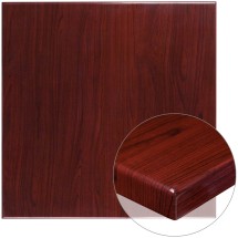 Flash Furniture TP-MAH-3636-GG 36'' Square High-Gloss Mahogany Resin Table Top with 2'' Thick Drop-Lip