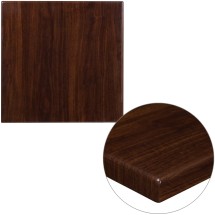 Flash Furniture TP-WAL-2424-GG 24'' Square High-Gloss Walnut Resin Table Top with 2'' Thick Drop-Lip
