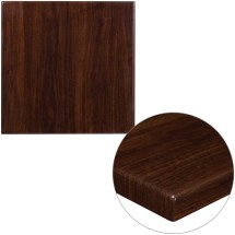 Flash Furniture TP-WAL-2424-GG 24'' Square High-Gloss Walnut Resin Table Top with 2'' Thick Drop-Lip