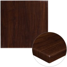 Flash Furniture TP-WAL-3030-GG 30'' Square High-Gloss Walnut Resin Table Top with 2'' Thick Drop-Lip