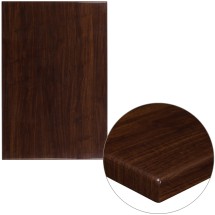 Flash Furniture TP-WAL-3045-GG 30&quot; x 45&quot; Rectangular High-Gloss Walnut Resin Table Top with 2&quot; Thick Edge