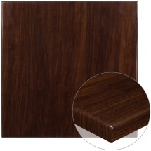 Flash Furniture TP-WAL-3636-GG 36'' Square High-Gloss Walnut Resin Table Top with 2'' Thick Drop-Lip