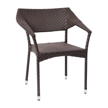 Flash Furniture TT-TT002-ESP-GG All Weather Espresso PE Rattan Wicker Patio Stacking Dining Chair