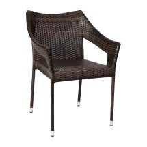 Flash Furniture TT-TT02-ESP-GG Espresso All Weather PE Rattan Wicker Stacking Patio Dining Chair
