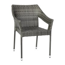Flash Furniture TT-TT02-GY-GG Gray All Weather PE Rattan Wicker Stacking Patio Dining Chair