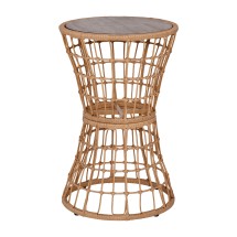 Flash Furniture TW-VN015-16-NAT-GG Indoor/Outdoor Natural Rattan Rope Table with Acacia Wood Top