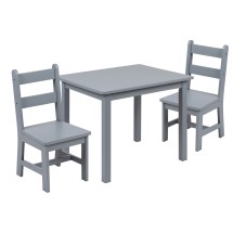 Flash Furniture TW-WTCS-1001-GRY-GG Kids Gray Solid Hardwood Table and Chair Set, 3 Piece Set
