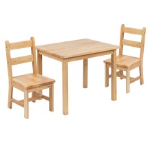 Flash Furniture TW-WTCS-1001-NAT-GG Kids Natural Solid Hardwood Table and Chair Set, 3 Piece Set