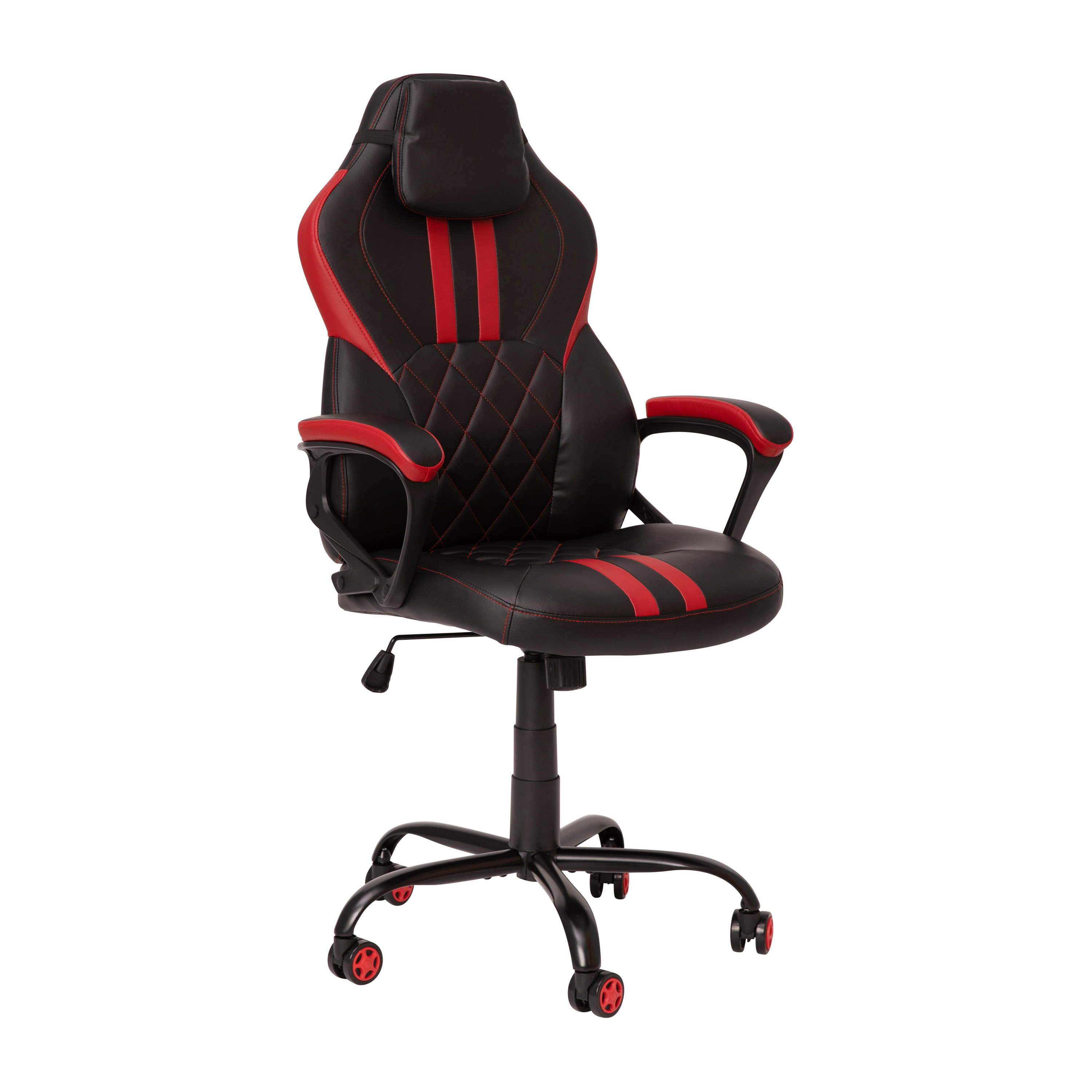 Flash Furniture UL-A072-BK-GG Ergonomic Black and Red Designer Gaming Chair with Red Dual Wheel Casters