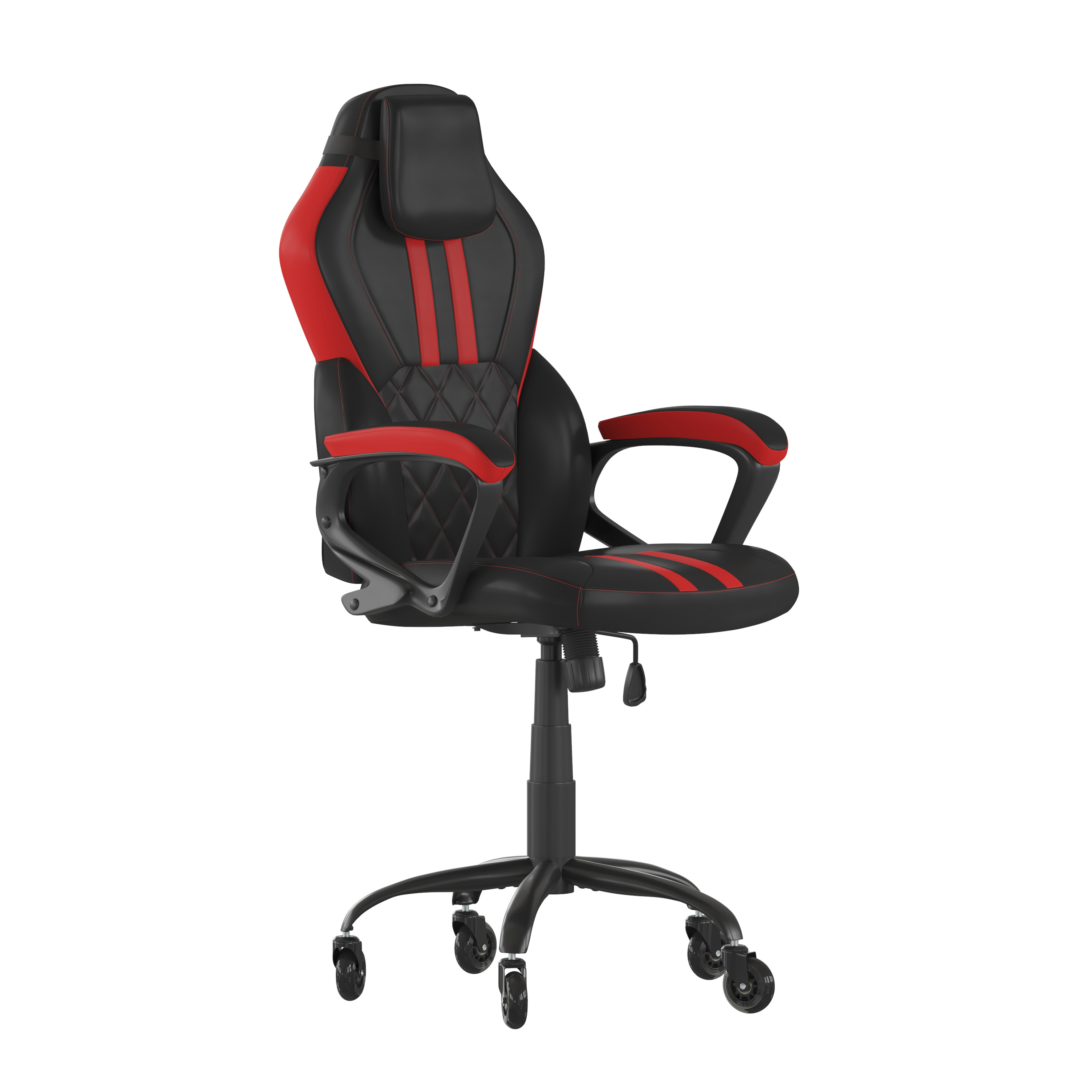 Flash Furniture UL-A072-BK-RLB-GG Ergonomic Black and Red Designer Gaming Chair with Transparent Roller Wheels