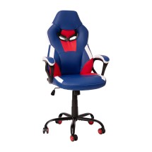 Flash Furniture UL-A075-BL-GG Ergonomic Red & Blue Designer Gaming Chair with Red Dual Wheel Casters
