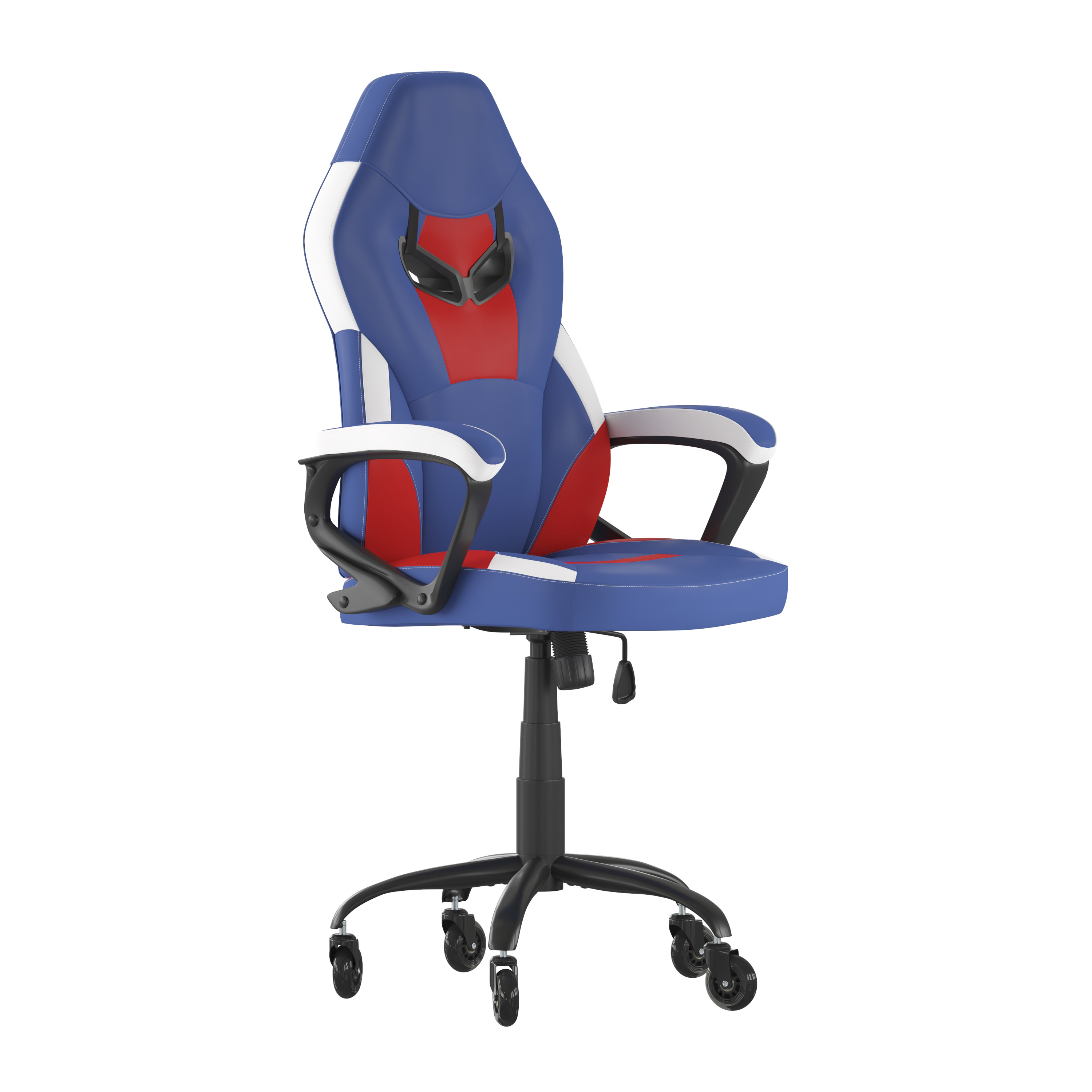 Flash Furniture UL-A075-BL-RLB-GG Ergonomic Red & Blue Designer Gaming Chair with Transparent Roller Wheels