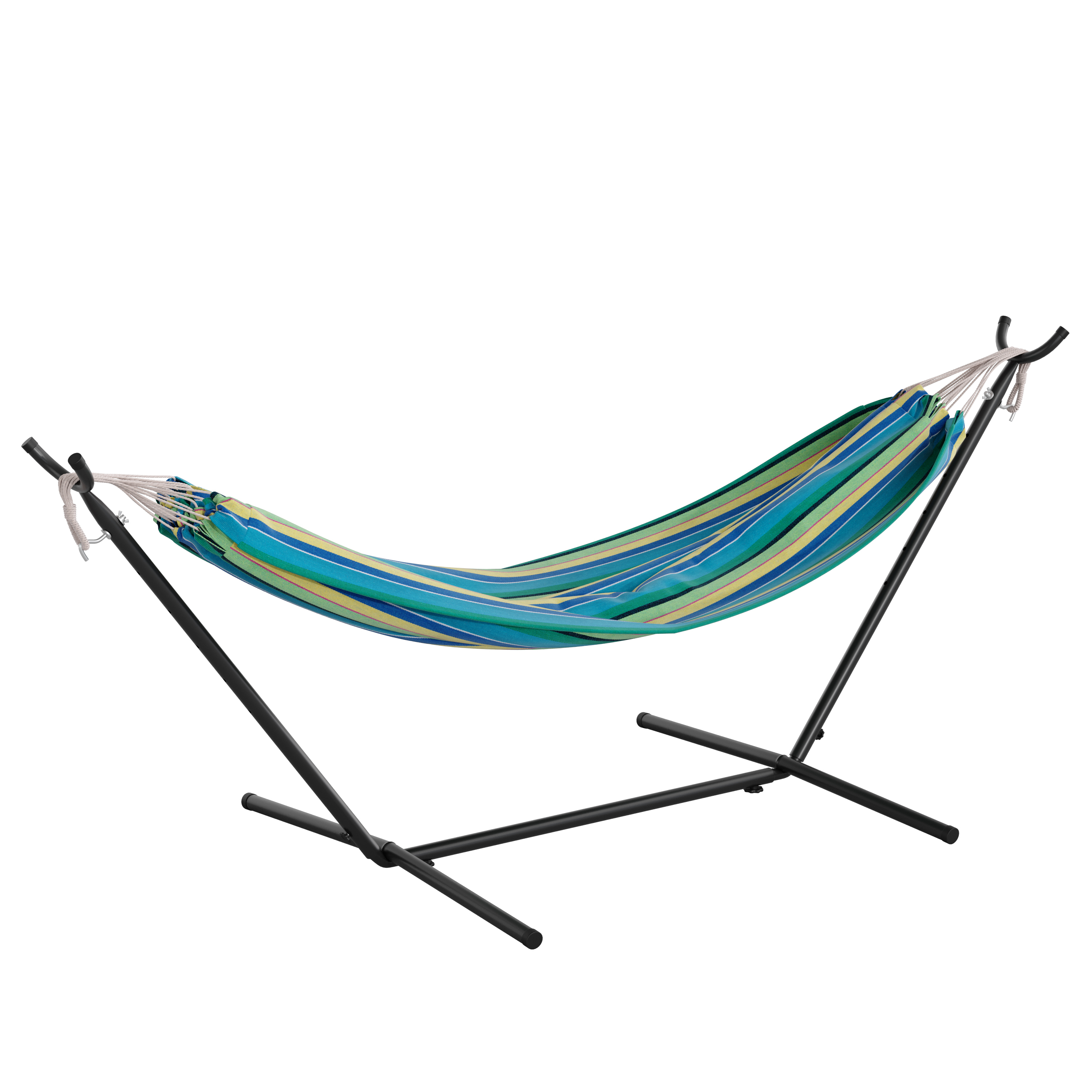 Flash Furniture WL-HM22001-BLU-MLT-GG 2 Person Blue Multicolor Hammock with Steel Stand and Carry Bag