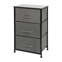 Flash Furniture WX-5L20-X-BK-GR-GG 3 Drawer Wood Top Black Frame Vertical Storage Dresser with Dark Gray Fabric Drawers