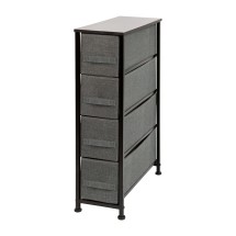 Flash Furniture WX-5L203-BK-GR-GG 4 Drawer Slim Wood Top Black Frame Dresser Tower with Dark Gray Fabric Drawers