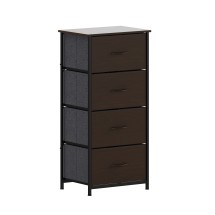Flash Furniture WX-5L203-MDF-BK-BR-GG 4 Drawer Black Frame Brown Wood Top Storage Dresser with Brown Wood Drawers