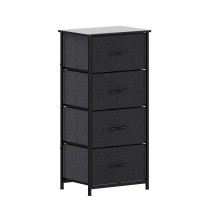 Flash Furniture WX-5L203L-W-BK-BK-GG 4 Drawer Wood Top Black Frame Vertical Dresser with Black Fabric Drawer