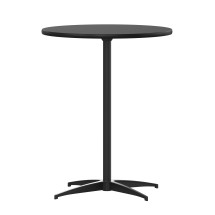 Flash Furniture XA-24-COTA-BK-GG Lars 24'' Round Black Wood Cocktail Table with 30'' and 42'' Columns