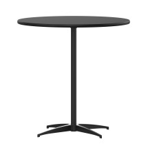 Flash Furniture XA-30-COTA-BK-GG 30'' Round Black Wood Cocktail Table with 30'' and 42'' Columns