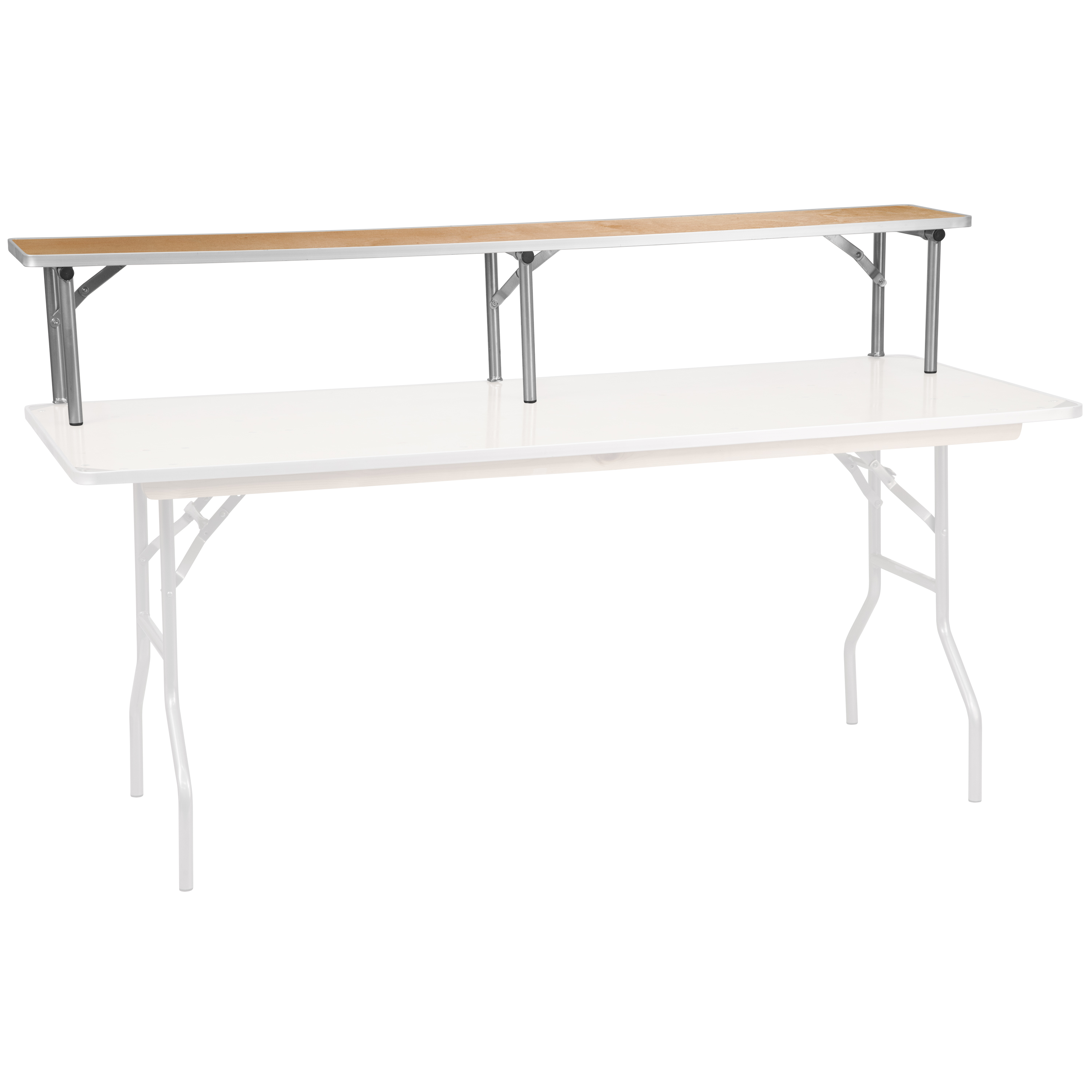 Flash Furniture XA-72-RS-GG 72'' x 12'' x 12'' Birchwood Bar Top Riser with Silver Legs