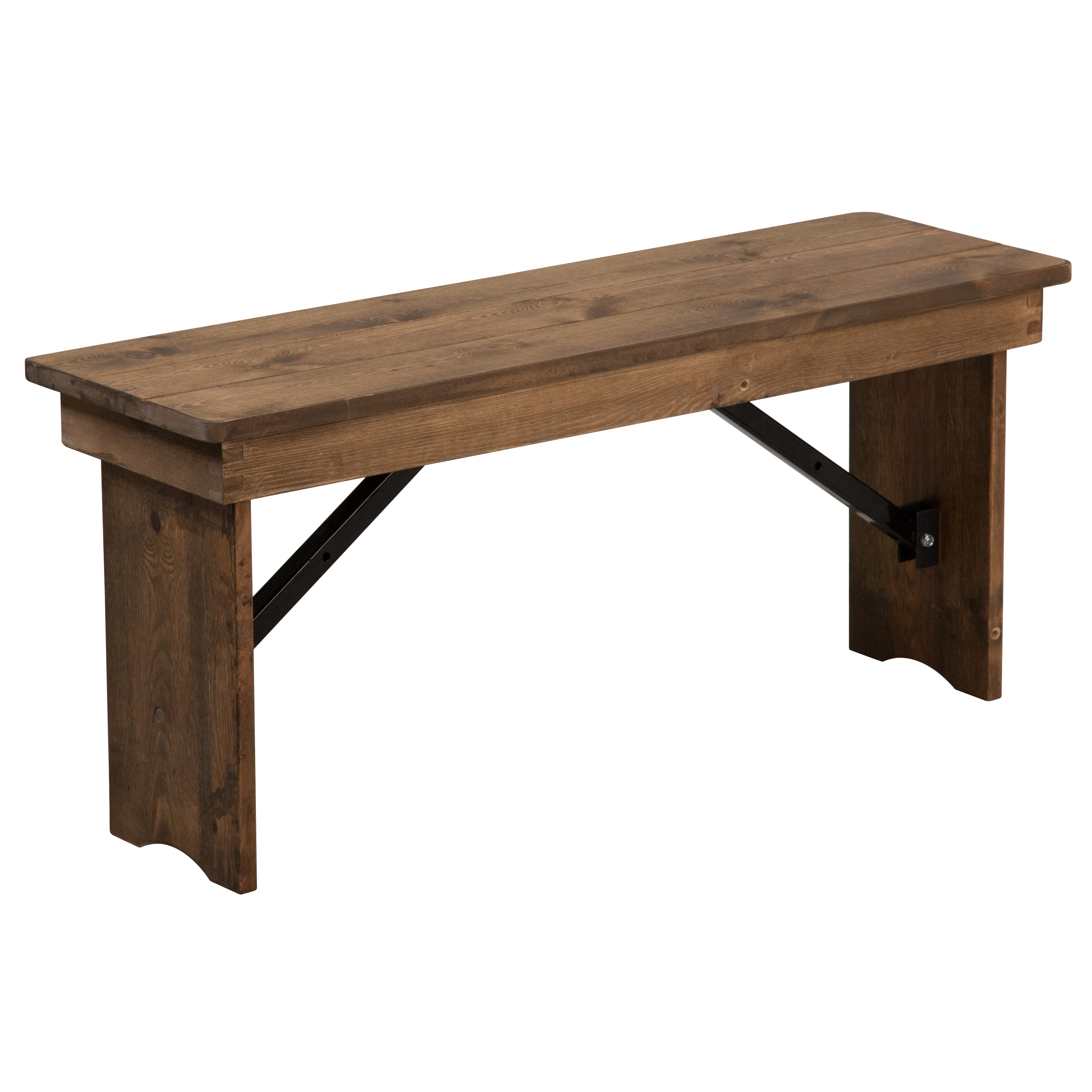 Flash Furniture XA-B-40X12-GG Hercules 40'' x 12'' Antique Rustic Solid Pine Folding Farm Bench
