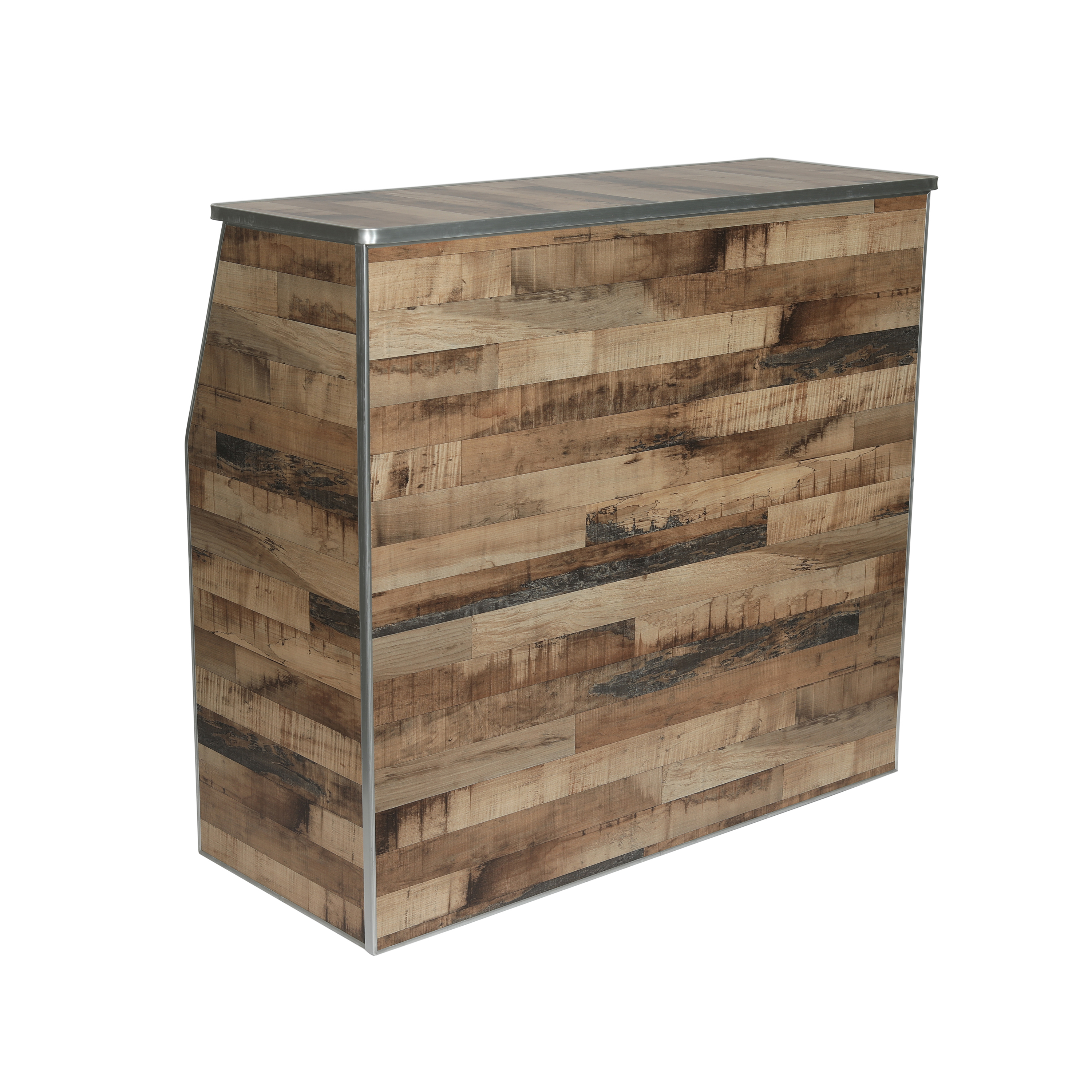 Flash Furniture XA-BAR-48-NAT-GG 4' Rustic Natural Wood Plank Laminate Foldable Portable Event Bar