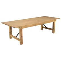 Flash Furniture XA-F-108X40-LN-GG 9' x 40&quot; Rectangular Antique Rustic Light Natural Solid Pine Folding Farm Table