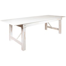 Flash Furniture XA-F-108X40-WH-GG 9' x 40&quot; Rectangular Antique Rustic White Solid Pine Folding Farm Table