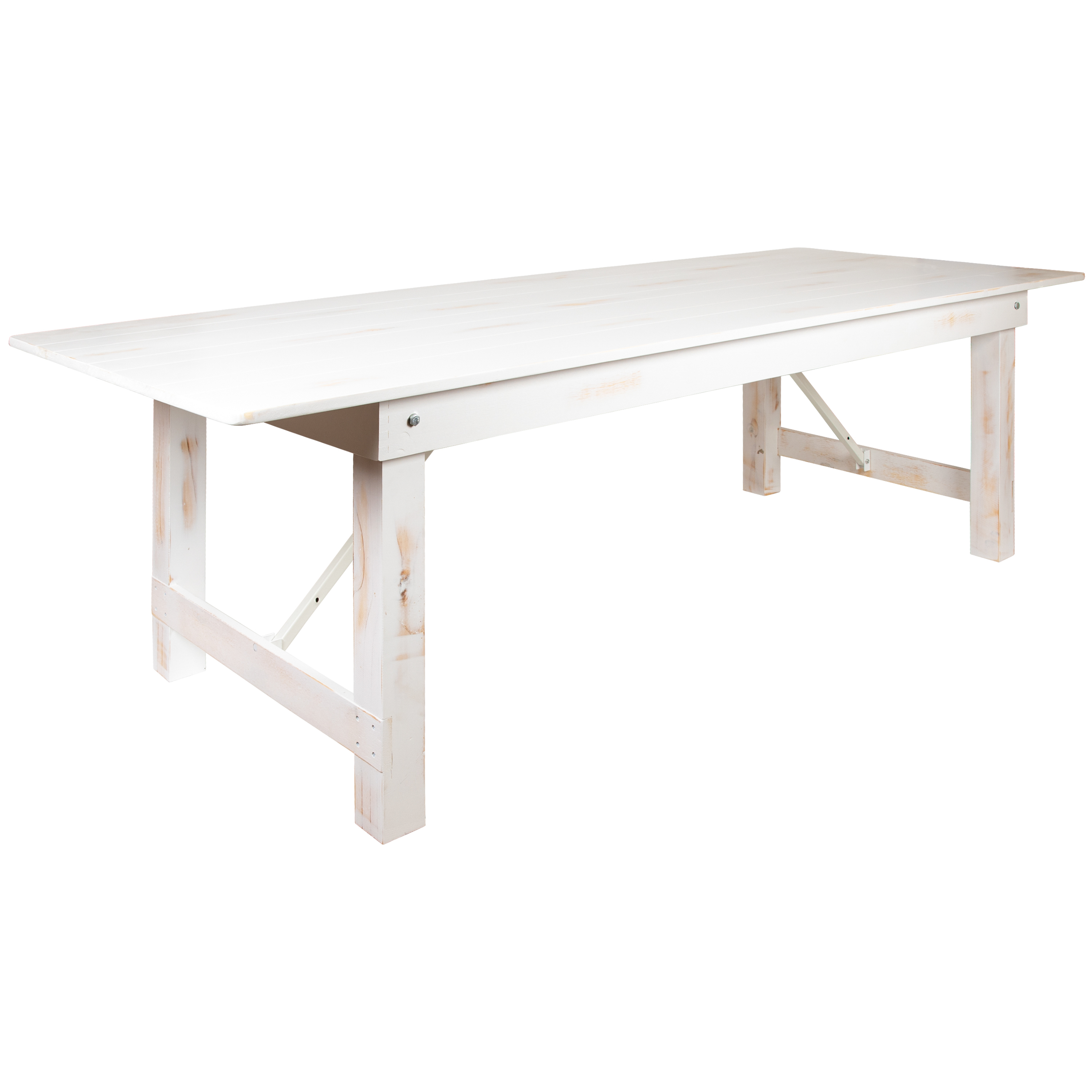 Flash Furniture XA-F-108X40-WH-GG 9' x 40" Rectangular Antique Rustic White Solid Pine Folding Farm Table