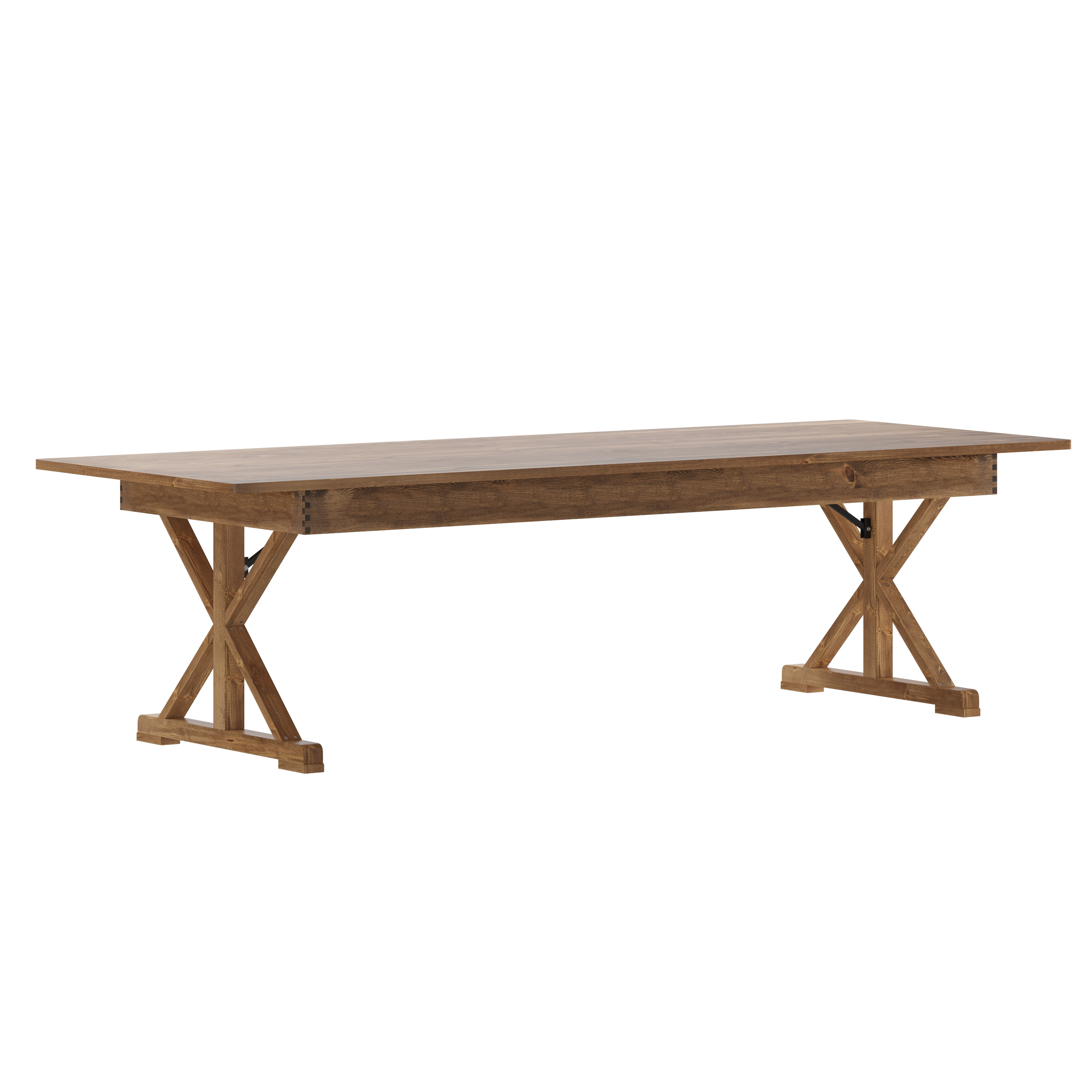 Flash Furniture XA-F-108X40-XLEGS-GG 9' x 40" Rectangular Antique Rustic Solid Pine Folding Farm Table with X Legs