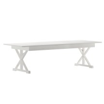Flash Furniture XA-F-108X40-XLEGS-WH-GG 9' x 40&quot; Rectangular Antique Rustic White Solid Pine Folding Farm Table with X Legs