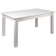Flash Furniture XA-F-60X38-WH-GG 60" x 38" Rectangular Antique Rustic White Solid Pine Farmhouse Dining Table