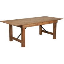 Flash Furniture XA-F-84X40-GG 7' x 40&quot; Rectangular Antique Rustic Solid Pine Folding Farmhouse Table