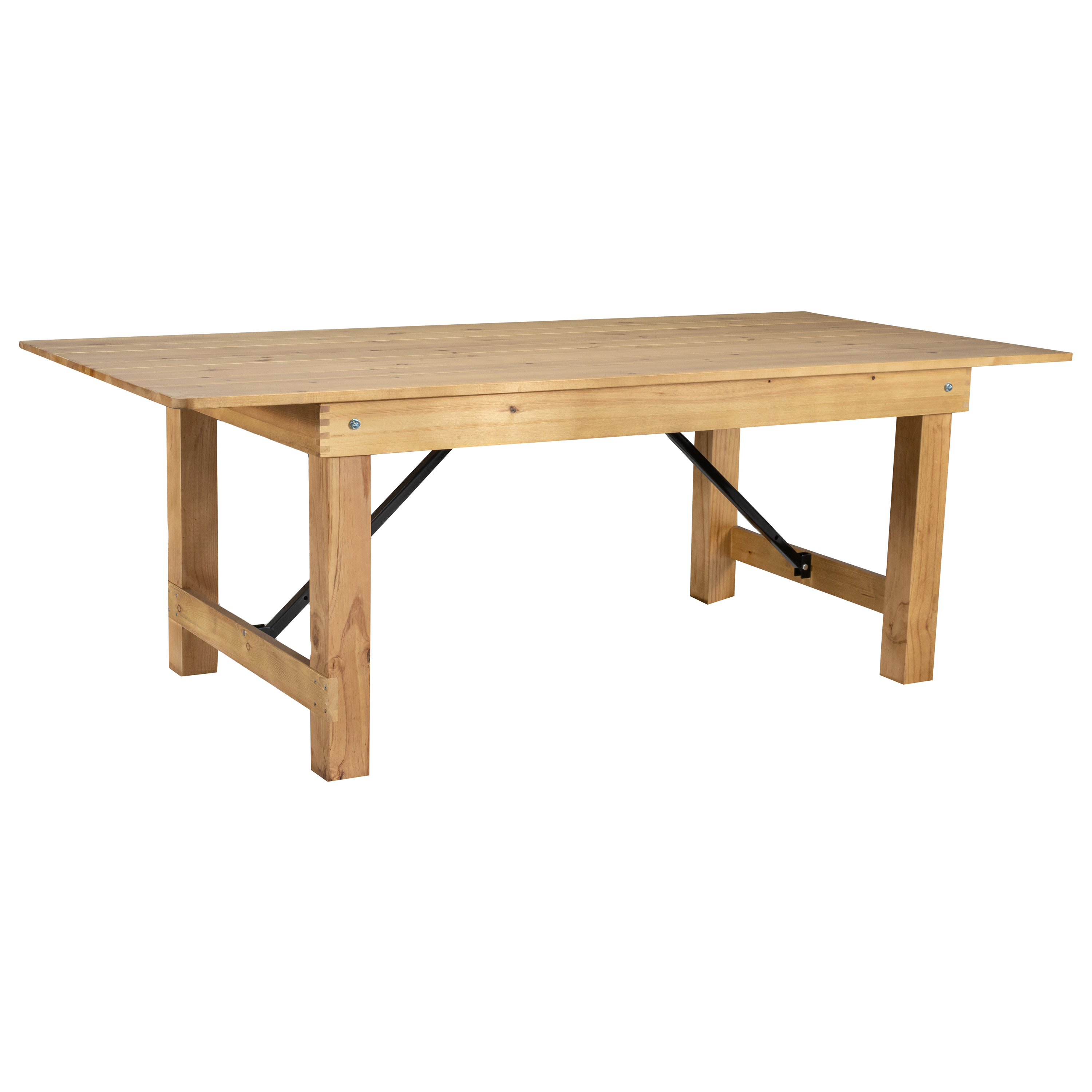 Flash Furniture XA-F-84X40-LN-GG 7' x 40" Rectangular Antique Rustic Light Natural Solid Pine Folding Farmhouse Table