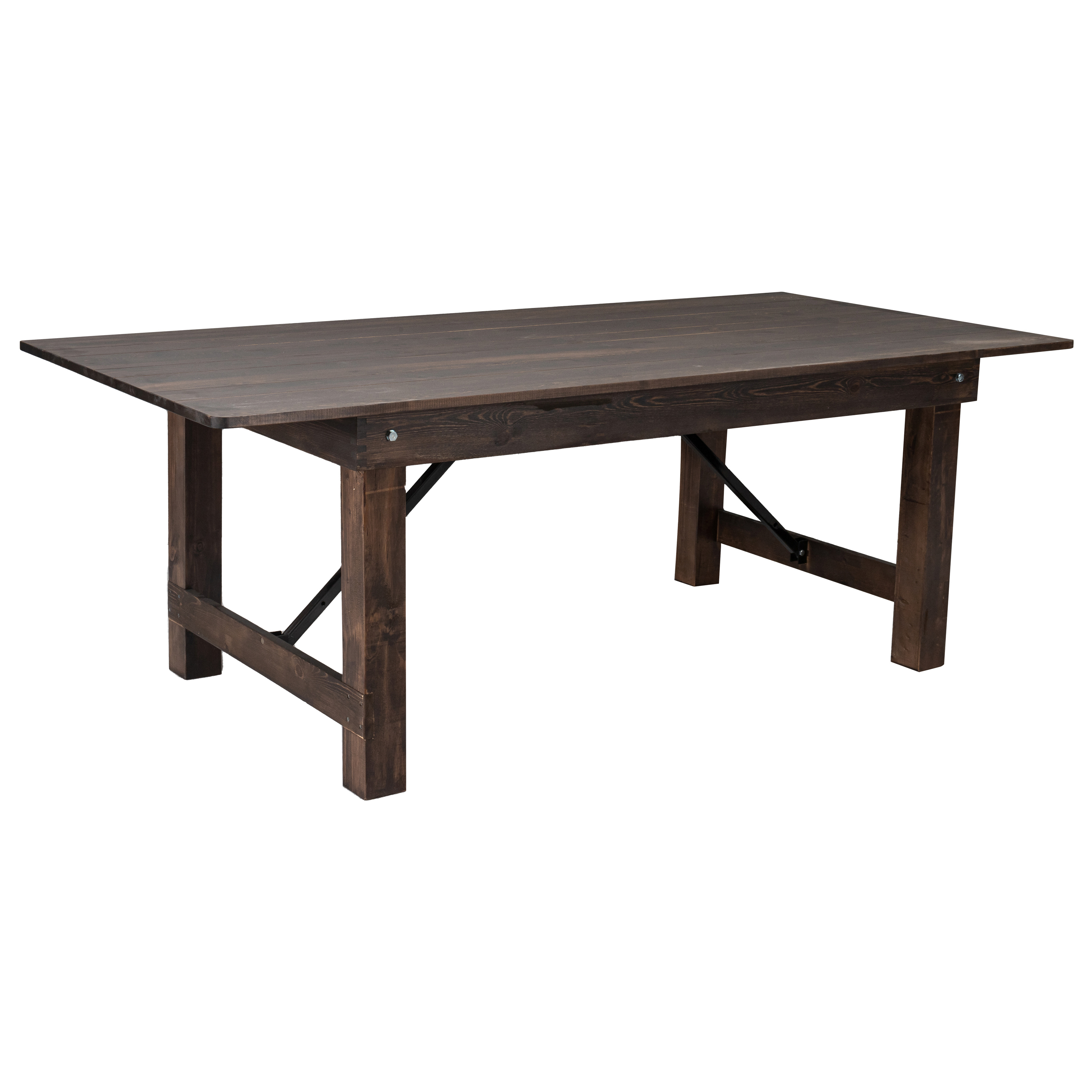 Flash Furniture XA-F-84X40-MG-GG 7' x 40" Rectangular Antique Rustic Mahogany Solid Pine Folding Farmhouse Table