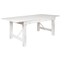 Flash Furniture XA-F-84X40-WH-GG 7' x 40&quot; Rectangular Antique Rustic White Solid Pine Folding Farmhouse Table