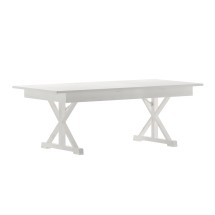 Flash Furniture XA-F-84X40-XLEGS-WH-GG 7' x 40&quot; Rectangular Antique Rustic White Solid Pine Folding Farmhouse Table with X Legs