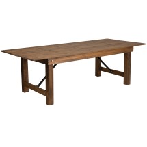 Flash Furniture XA-F-96X40-GG 8' x 40&quot; Rectangular Antique Rustic Solid Pine Folding Farmhouse Table