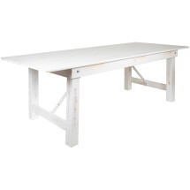 Flash Furniture XA-F-96X40-WH-GG 8' x 40&quot; Rectangular Antique Rustic White Solid Pine Folding Farmhouse Table