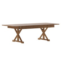 Flash Furniture XA-F-96X40-XLEGS-GG 8' x 40&quot; Rectangular Antique Rustic Solid Pine Folding Farmhouse Table with X Legs