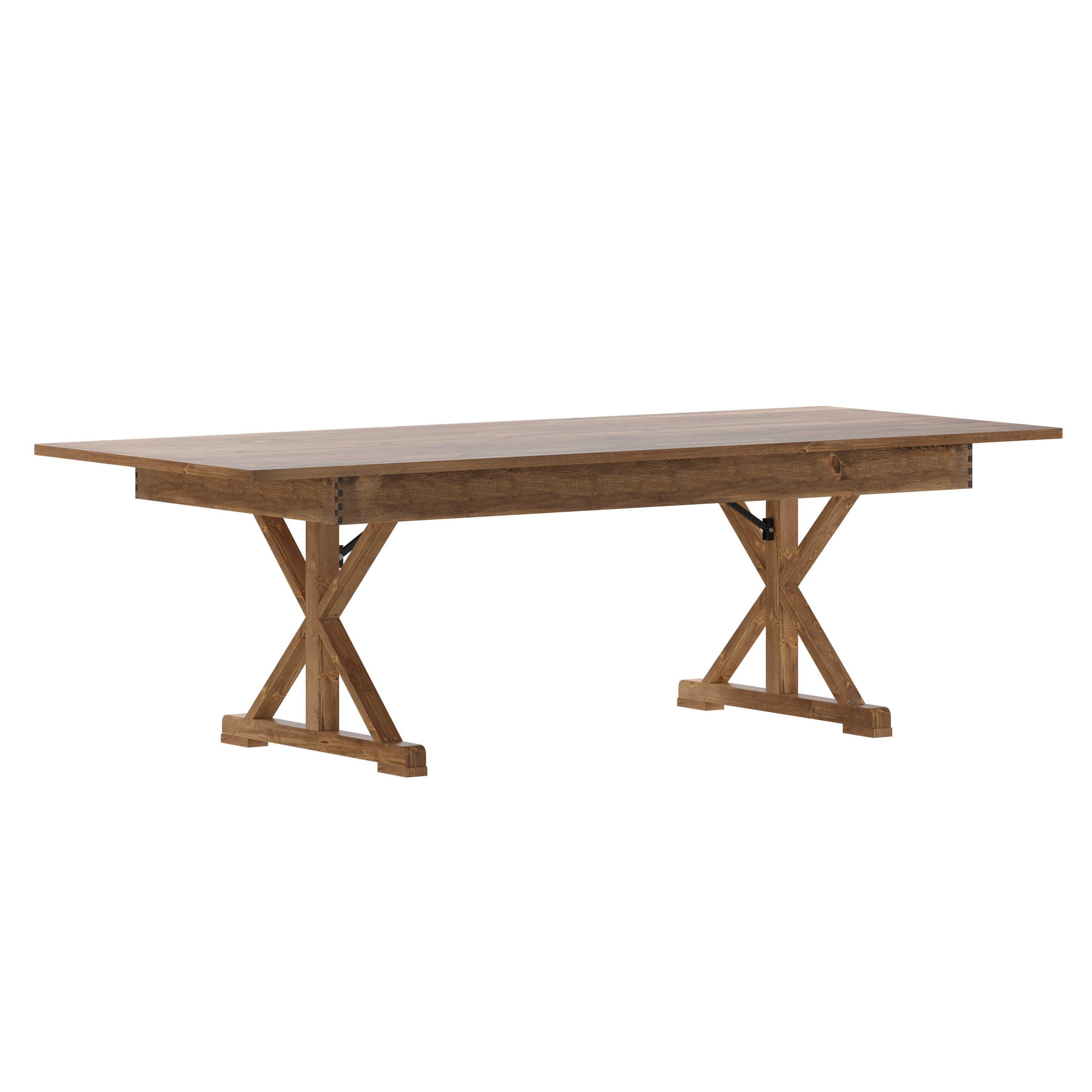 Flash Furniture XA-F-96X40-XLEGS-GG 8' x 40" Rectangular Antique Rustic Solid Pine Folding Farmhouse Table with X Legs