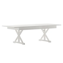 Flash Furniture XA-F-96X40-XLEGS-WH-GG 8' x 40&quot; Rectangular Antique Rustic White Solid Pine Folding Farmhouse Table with X Legs