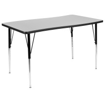 Flash Furniture XU-A3048-CON-GY-T-A-GG 28"W x 47.5"L Rectangular Wave Flexible Collaborative Gray Laminate Height Adjustable Activity Table