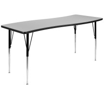 Flash Furniture XU-A3060-CON-GY-T-A-GG 26&quot;W x 60&quot;L Rectangle Wave Flexible Collaborative Gray Laminate Height Adjustable Activity Table