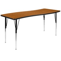 Flash Furniture XU-A3060-CON-OAK-T-A-GG 26&quot;W x 60&quot;L Rectangle Wave Flexible Collaborative Oak Laminate Height Adjustable Activity Table