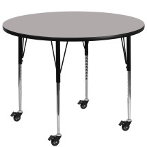 Flash Furniture XU-A42-RND-GY-H-A-CAS-GG Mobile 42'' Round Gray Laminate Height Adjustable Activity Table